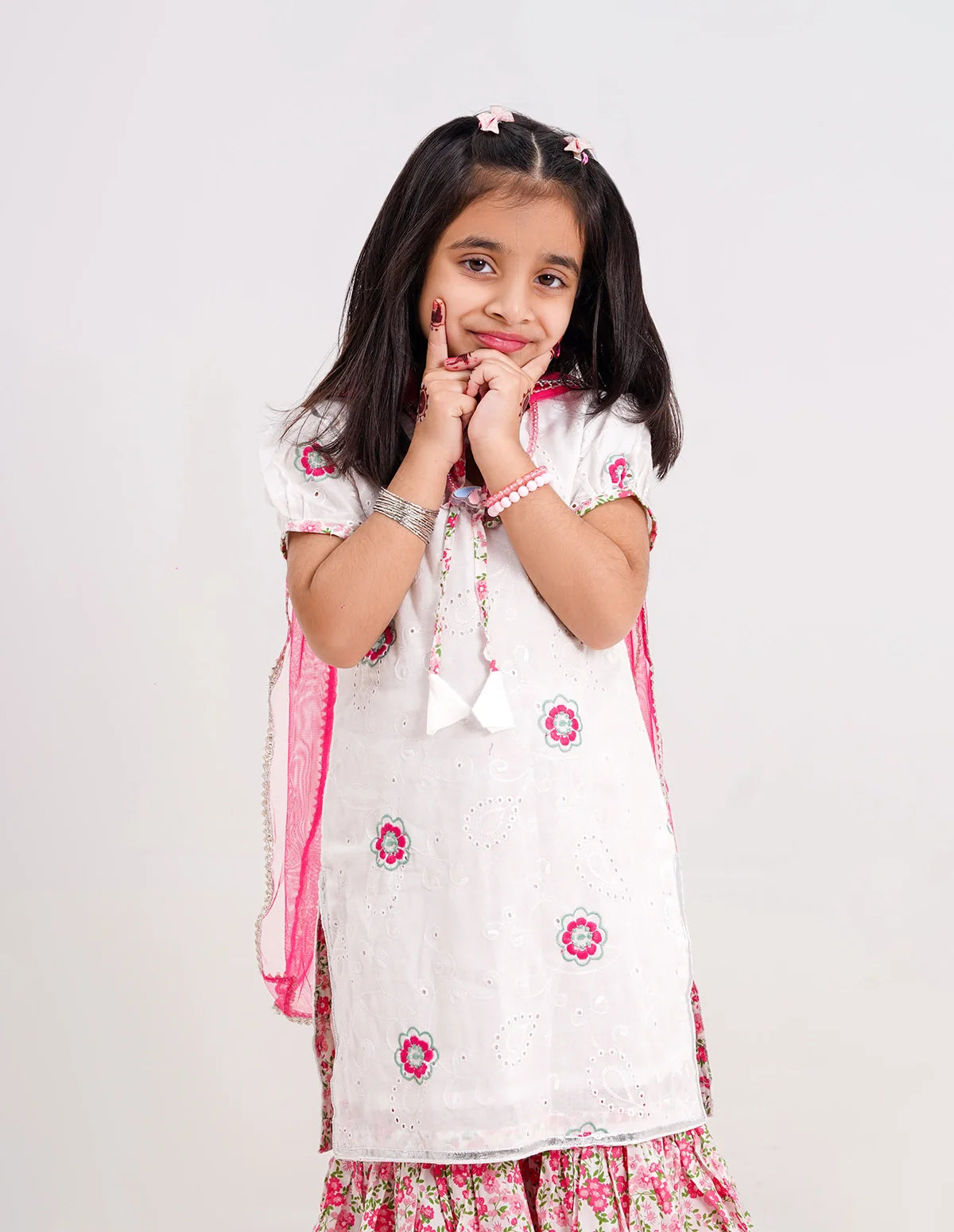 Floral Embroidered Gharara Set for Girls