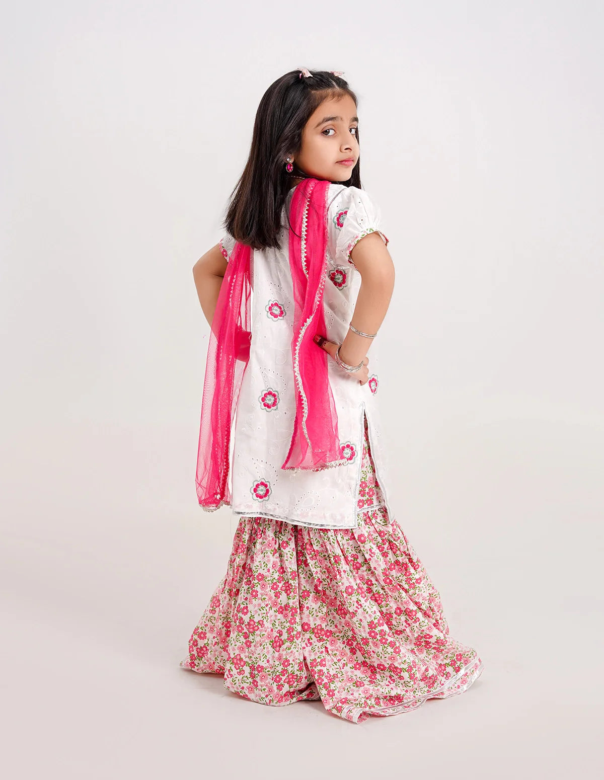 Floral Embroidered Gharara Set for Girls