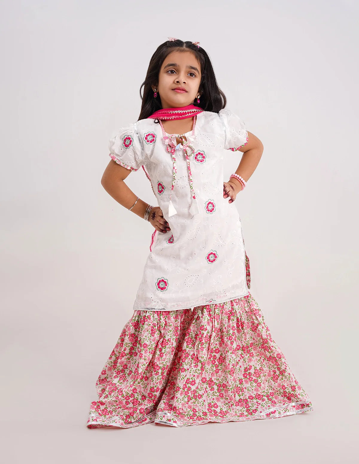 Floral Embroidered Gharara Set for Girls