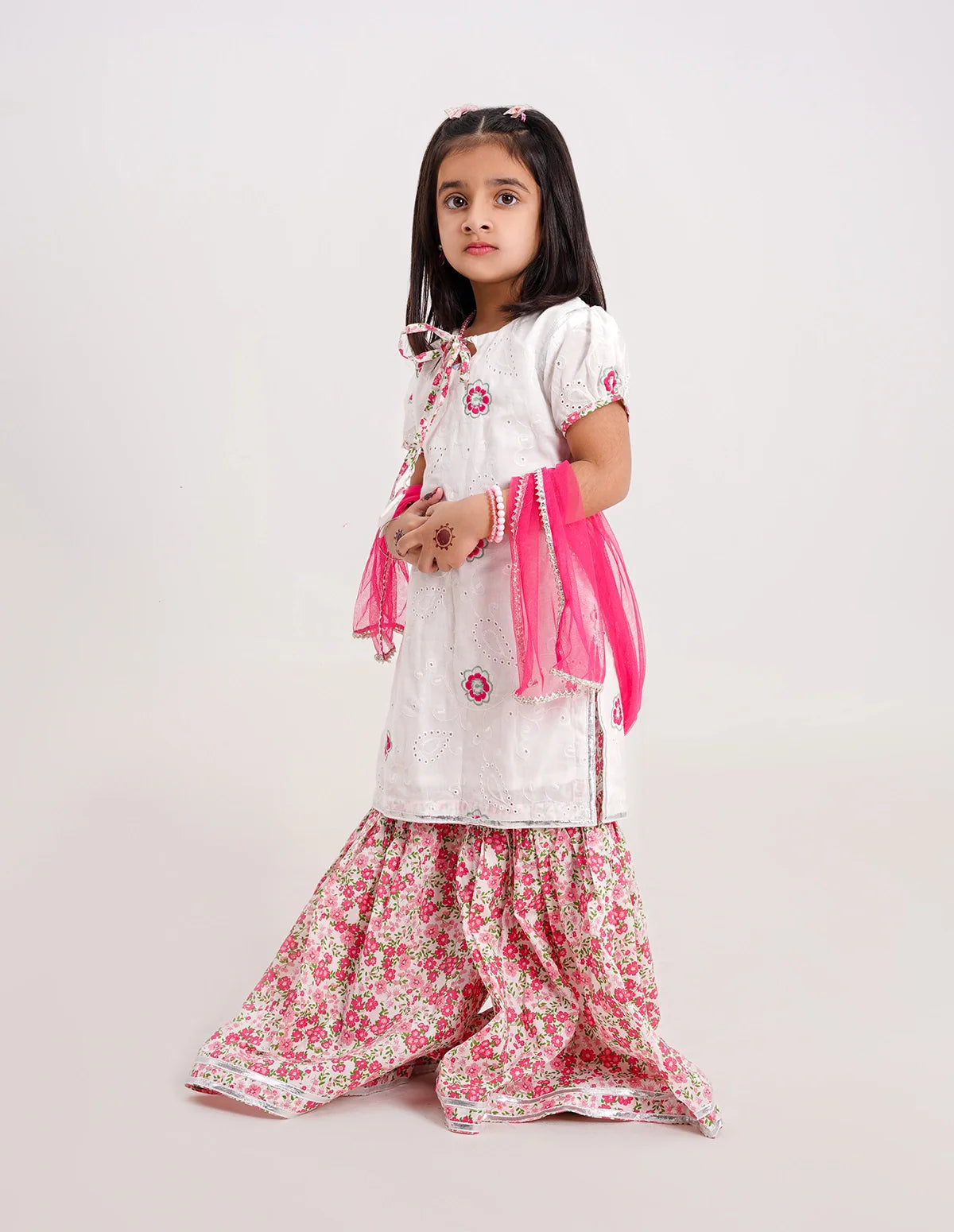 Floral Embroidered Gharara Set for Girls