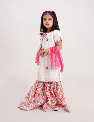 Floral Embroidered Gharara Set for Girls